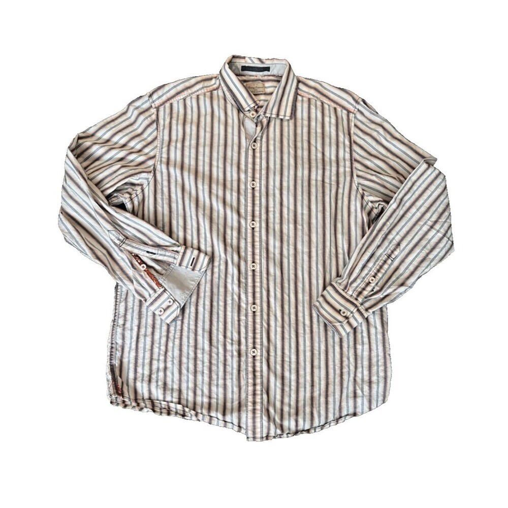 Tommy Bahama Mens Button Front Shirt Size M 100% Cotton Long Sleeve